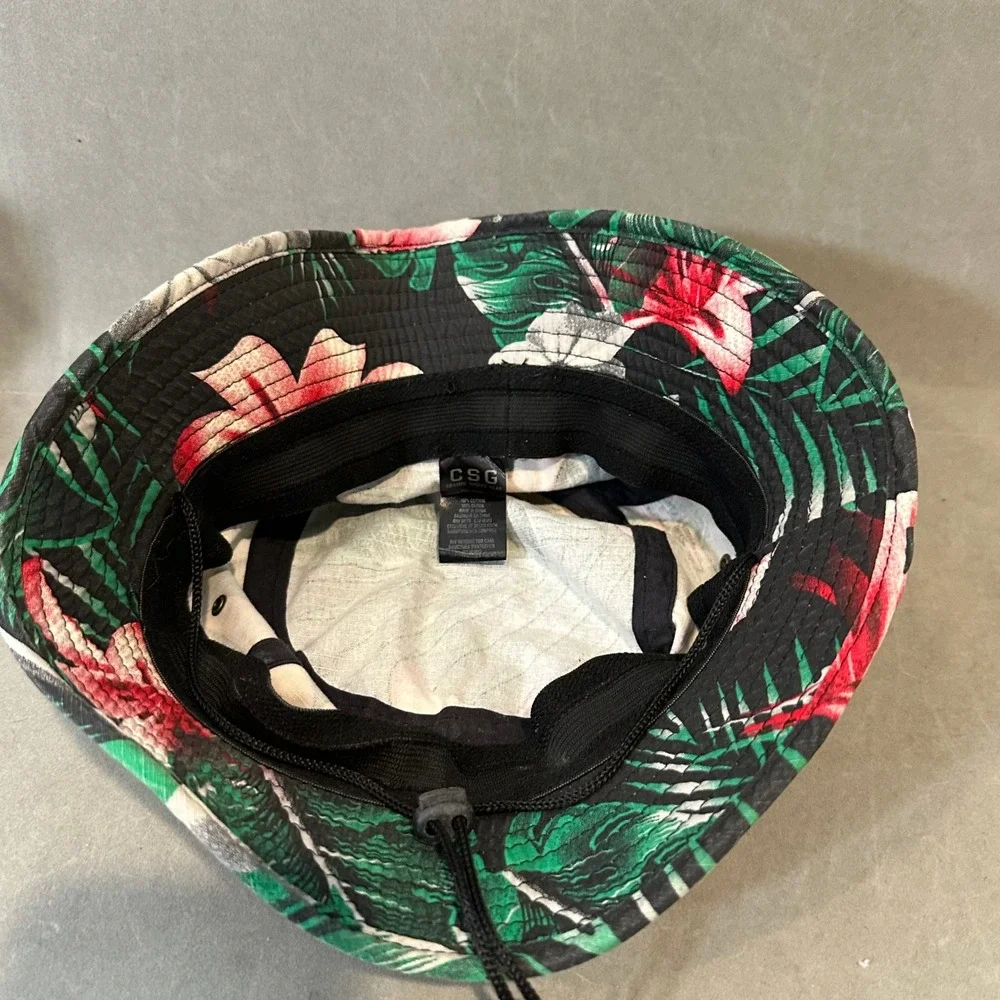 CSG‎ Champs Sports Gear Tropical Floral Bucket Hat Black Pink Green OSFM